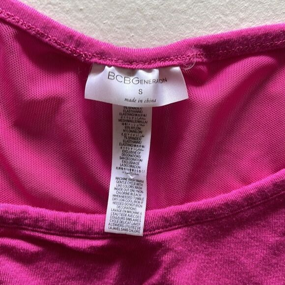BCBG Generation magenta fuchsia pink long sleeve scoop neck tunic dress small - Picture 9 of 9